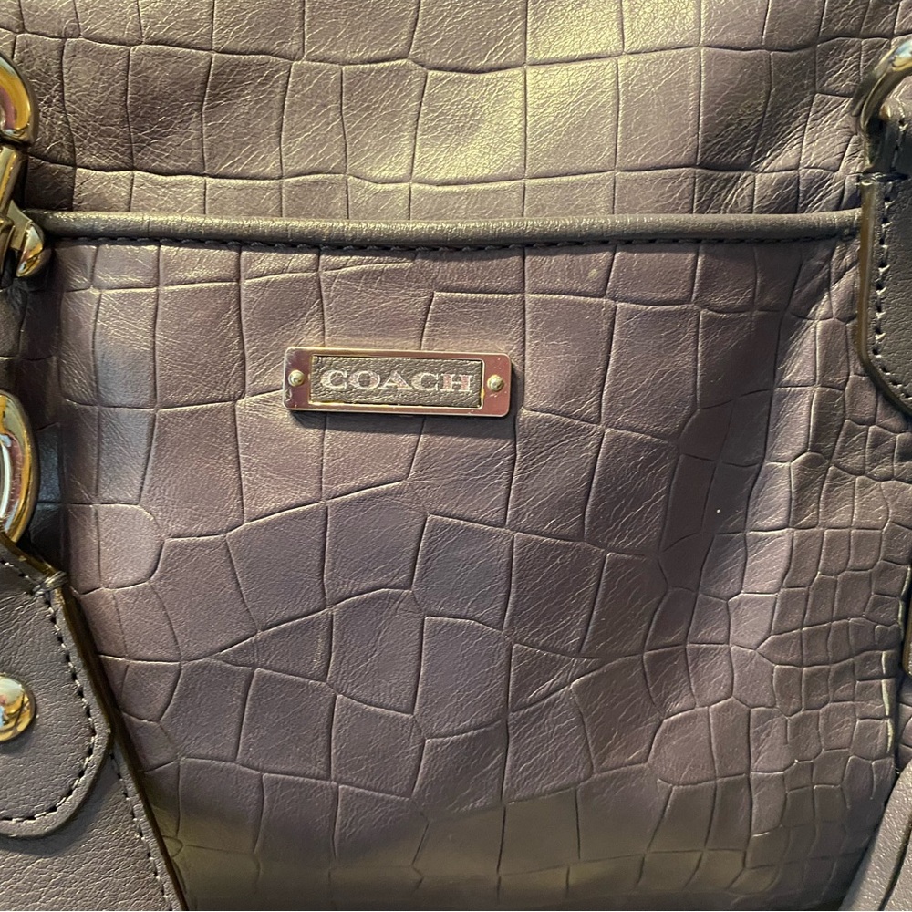 Coach Plum Croc-Embossed Shoulder Bag - Picture 12 of 15